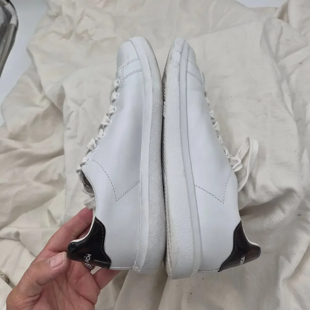 Tory Burch Howell Court sneakers white leather upper and heel trim Womens Size 6